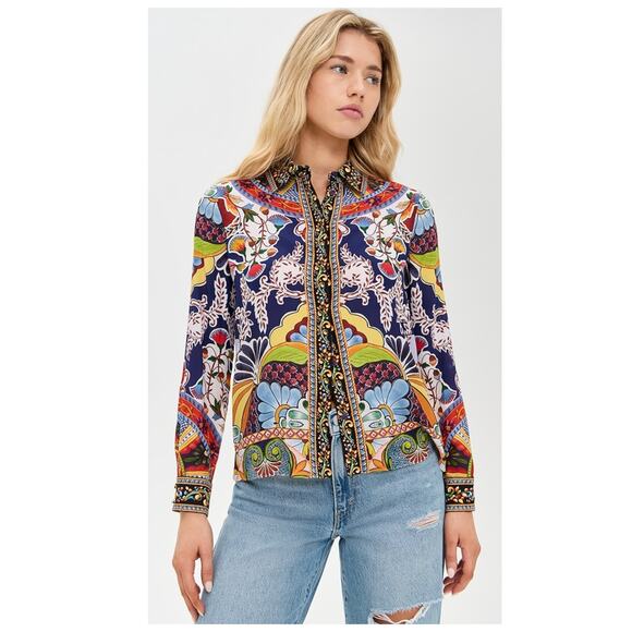 Alice + Olivia Willa Placket Top Size Small - Picture 14 of 15